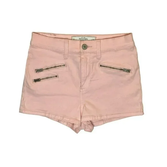 Abercrombie & Fitch womens shorts size 6 28 high waist Pink Blush Zipper Stretch - Picture 1 of 8